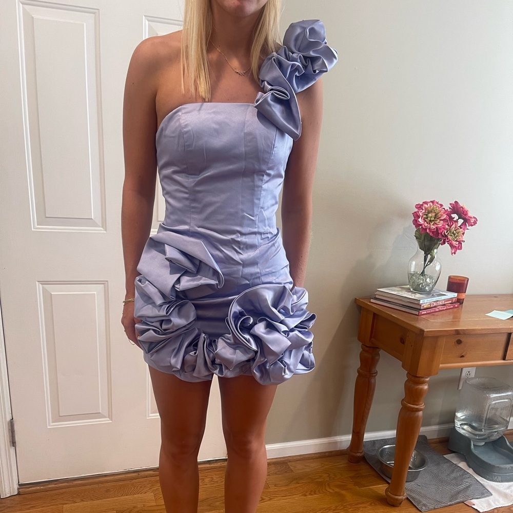 Amazon Purple Ruched One Shoulder Cocktail Dress